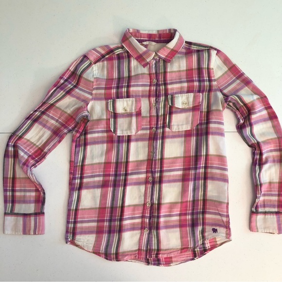 Aeropostale Girls Pink/Purple Plaid Shirt Size M - Picture 1 of 7